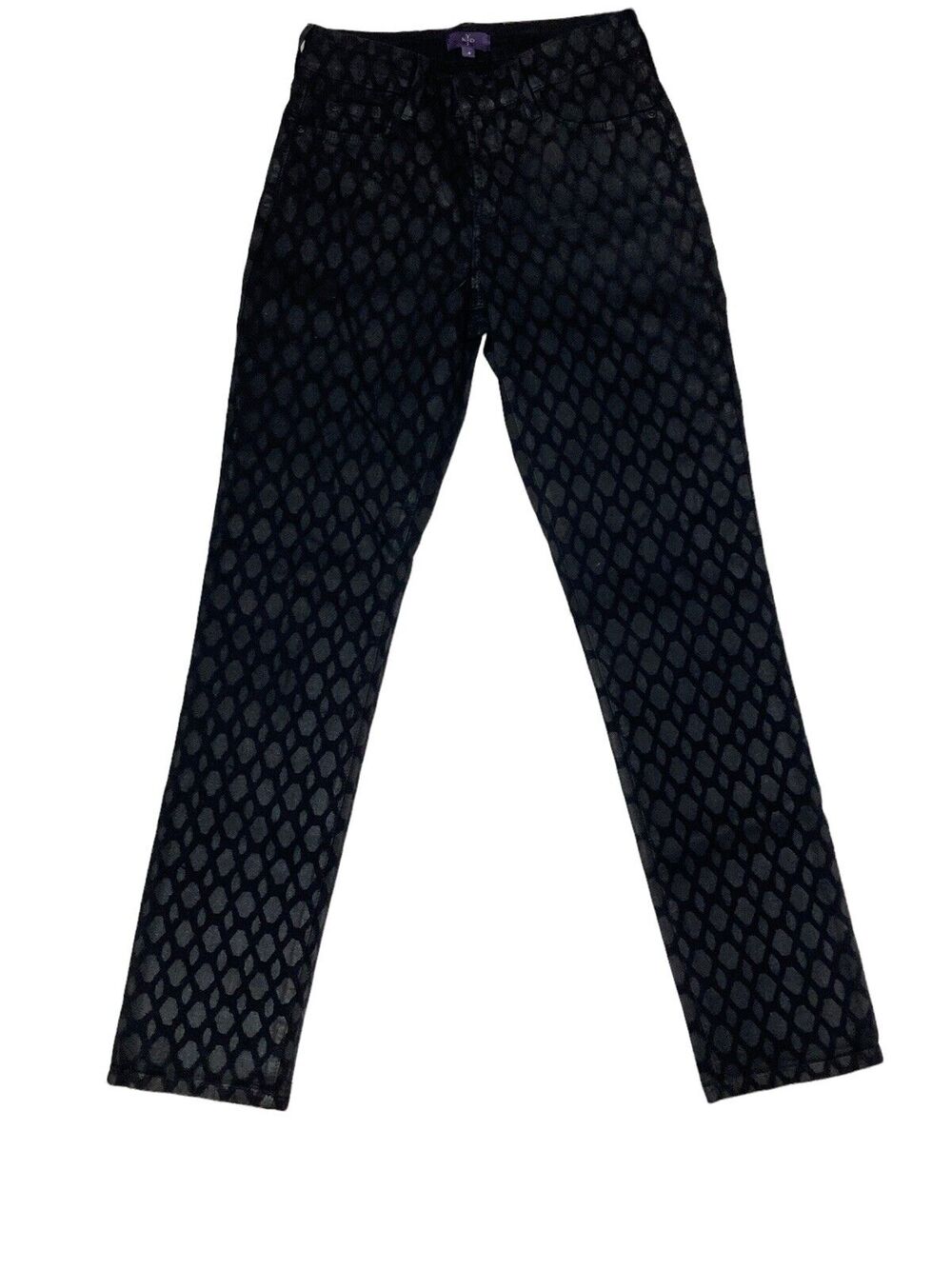 NYDJ Not Your Daughter Jeans Sheri Skinny Black Hexagon Pattern Jeans size 4